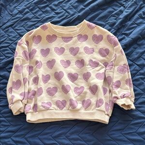 Zara Cream and Purple Heart Sweatshirt
